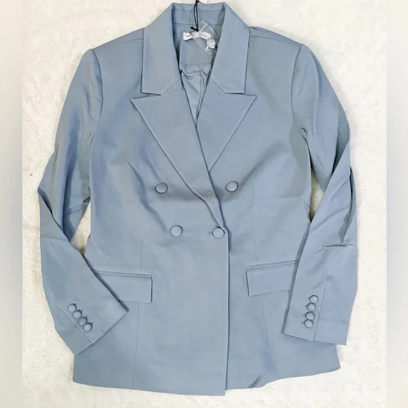 NWT- WeWoreWhat x Revolve Double Breasted Blazer Suiting Twill Storm - Picture 5 of 13